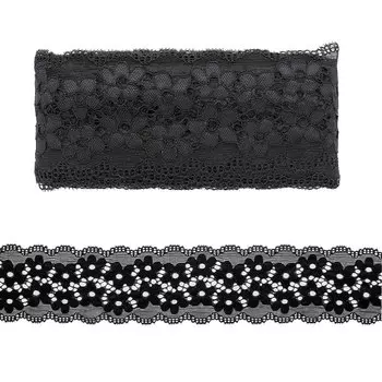 3AR244 Кружево эластичное 6,5см*13,72м (черный)