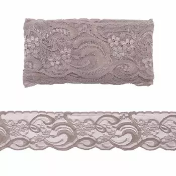 3AR252 Кружево эластичное 9см*13,72м (101 дымчато-серый)
