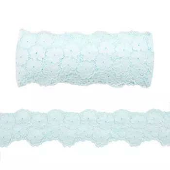 3AR272 Кружево эластичное 7см*13,72м (27 светло-бирюзовый)
