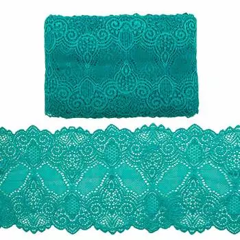 3AR278 Кружево эластичное 15см*13,72м (101 темно-бирюзовый)