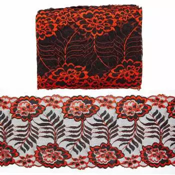 3AR286 Кружево эластичное двухцветное 17см*13,72м (01 красный/черный)