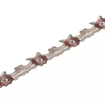3AR292 Кружево на сетке (д/штор) 3см*13,72м (01 коричневый)