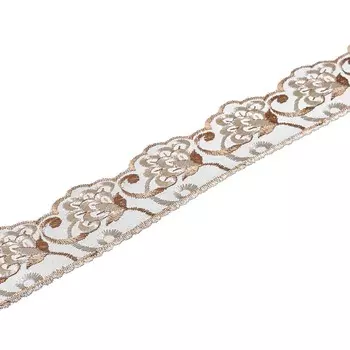 3AR299 Кружево на сетке (д/штор) 5,5см*13,72м (капучино)