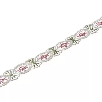 3AR309 Кружево на сетке (д/штор) 3см*13,72м, цвет молочн/роз