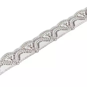 3AR310 Кружево на сетке (д/штор) 4см*13,72м, цвет бел/золото