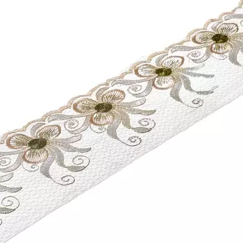 3AR313 Кружево на сетке 10см*13,72м (капучино)