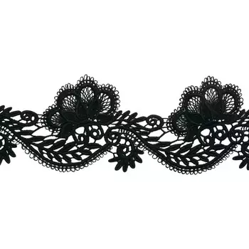 3AR334 Кружево матовое гипюр 7,5см*13,72м (черный)