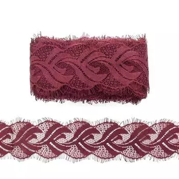 3AR342 Кружево 'шантильи' на сетке 8см*3м (D527 бордовый)