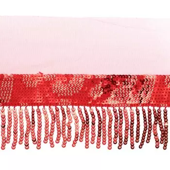 3AR354 Тесьма с бахромой с пайетками 14см*14,63м (02 красный)