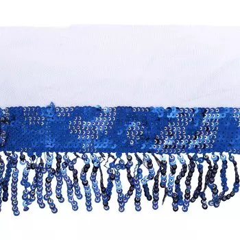 3AR354 Тесьма с бахромой с пайетками 14см*14,63м (03 синий)