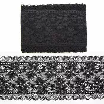 3AR358 Кружево эластичное 18см*9,14м (черный)