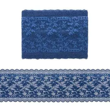 3AR358 Кружево эластичное 18см*9,14м (темно-синий)