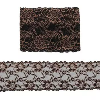 3AR362 Кружево эластичное двухцветное 17см*9,14 м (9 черный/капучино)