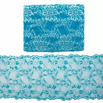 3AR362 Кружево эластичное двухцветное 17см*9,14 м (5 белый/голубой)