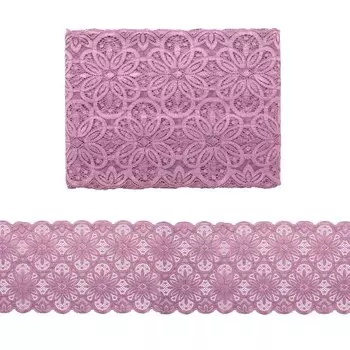 3AR363 Кружево эластичное 18см*9,14м (04 фиолетовый)