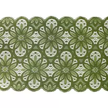 3AR363 Кружево эластичное 18см*9,14м (07 темно-зеленый)