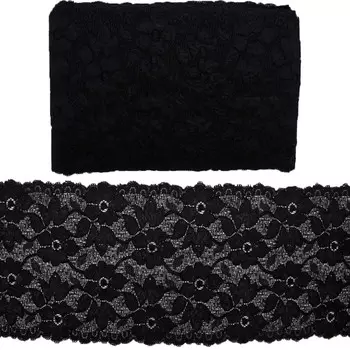 3AR364 Кружево эластичное 16см*9,14м (19 черный)