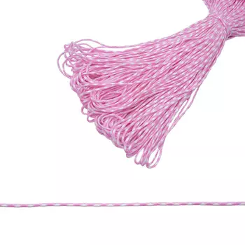 3AR429 Шнур двухцветный (паракорд) 4мм*100м (розовый/белый)