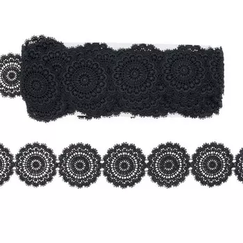 3AR787 Кружево матовое гипюр 5,5см*9,14м (черный)