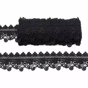 3AR821 Кружево матовое гипюр 7,5см*9,14м (черный)