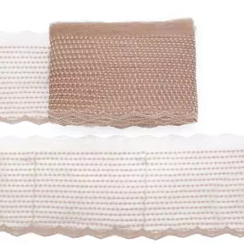 3AR825 Кружево матовое на сетке 18,5см*18,29м (450 бежевый)