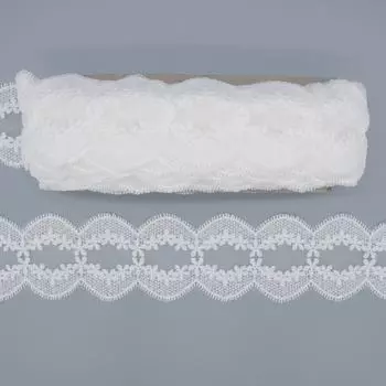3AR829 Кружево матовое на сетке 7,5см*18,29м (белый)