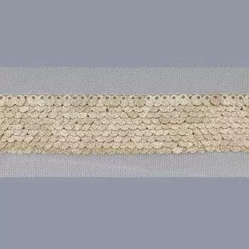 3AR837 Тесьма с пайетками на сетке 5см*13,72м (золото)