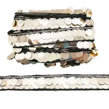 3AR840NE Тесьма с пайетками на сетке 3,8см*14,63м (06 золотой)