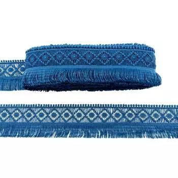 3AR854 Кружево гипюр матовое с бахромой 6см*13,72м (21515 джинсовый)