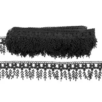 3AR876 Кружево гипюр с подвесками 6см*13,72м (черный)