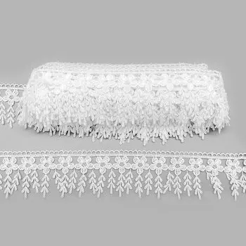 3AR876 Кружево гипюр с подвесками 6см*13,72м (белый)