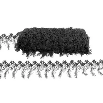 3AR888 Кружево гипюр с подвесками 6,5см*13,72м (черный)