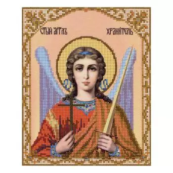 4010 Ткань с нанесенным рисунком для вышивания бисером 'Ангел Хранитель' 25*30 см