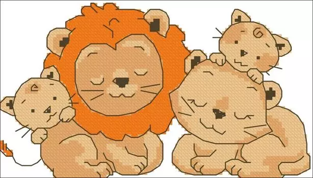 4021 Набор для вышивания 'Семейка львов' 20х12 см
