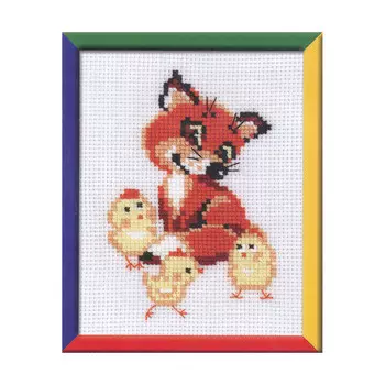 414 Набор для вышивания Riolis 'Лисёнок с цыплятами', 15*18 см