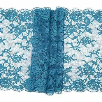 423 Кружево эластичное 23,5см*10м, т.голубой