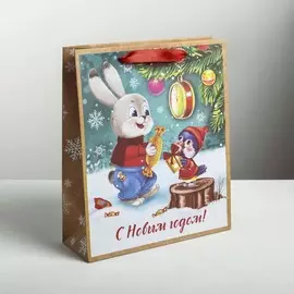 4275629 Пакет крафтовый вертикальный «С Новым годом!», ML 23*27*8 см