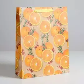 4275651 Пакет крафтовый вертикальный «Апельсины», L 31* 40* 9 см