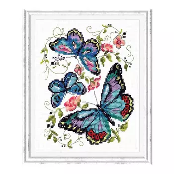 42-03 В020 Набор для вышивания 'Чудесная игла' 'Синие бабочки', 15*18 см