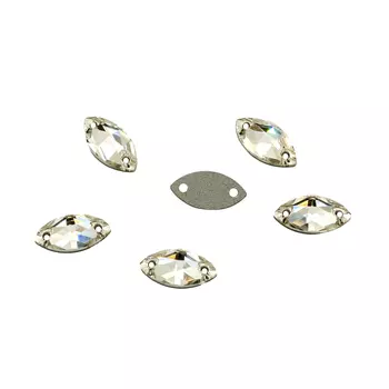 438-64-301 Стразы пришивные Наветта, 2 отверстия Crystal 12x6мм. 6 шт. Preciosa