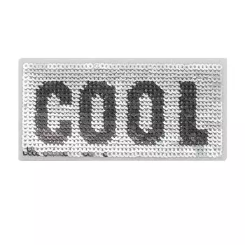 4448337 Термоаппликация COOL 7*3,3см серебряный пайетки