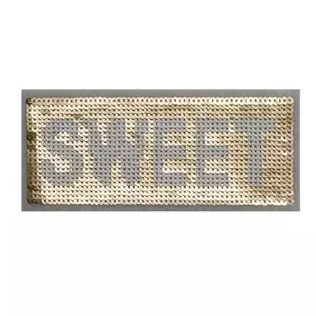 4448338 Термоаппликация SWEET 8*3,3см золотой пайетки