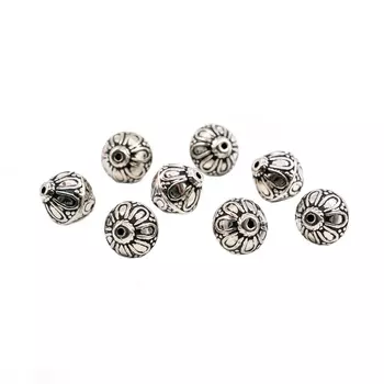 4487 Бусины под металл, 20*19 мм, упак./8 шт., 'Астра' (ст.серебро)