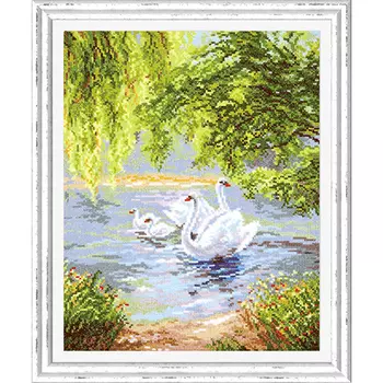 44-02 В042 Набор для вышивания 'Чудесная игла' 'Лебеди', 26*33 см