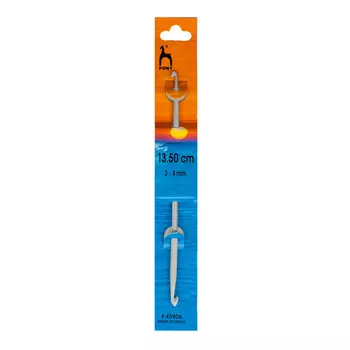 45906 Крючок вязальный двусторонний 3,00мм*4,00мм*13,5см, алюм. PONY