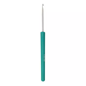 46201 Крючок вязальный с пластиковой ручкой 2,00мм*14см, алюм. PONY