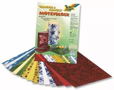 4649 Набор дизайнерского картона 'Природа и цветы', 10 л.*270 г/м², 10 л.*115 г/м², 10 л.*130 г/м², 24*34 см, упак./30 листов, Folia