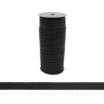 46-39008/11/ Шнур плоский плетеный 11мм*50м полиамид ГР (черный)