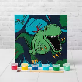 4719043 Картина по номерам 'Динозавр в джунглях' 15*15 см