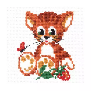 471 Набор для вышивания РС-Студия 'Котенок с ягодкой' 10*12 см